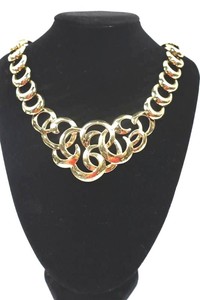 Vintage Chunky Interlocking Oval Statement Necklace