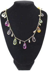 Vintage Gold Briolette-Style Fancy Gem Fringe Necklace