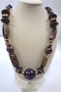 Vintage Purple & Gold Artesian Statement Necklace