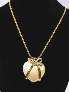 Vintage Joan Rivers Pearl Heart Necklace with Rhinestone Bow
