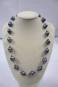 Vintage Gray Baroque Pearl Statement Necklace