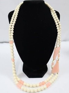 Vintage Pink & White Multi-Strand Beaded Necklace