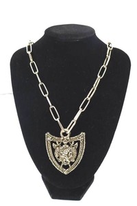 Vintage 32 Bronze-Tone Lion Crest Shield Pendant Necklace