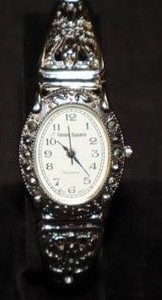 Vintage Ornate Times Square Watch with Rhinestone-Embellished Face