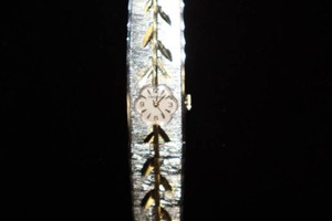 Vintage Freeport Quartz Silver Bracelet Watch with Gold Leaves