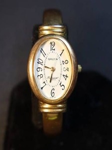 Vintage Gruen Gold-Tone Oval Dial Whimsical Cuff Watch