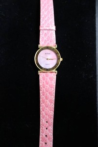 Vintage La Scala Quartz Watch with Pink Crocodile Leather Strap