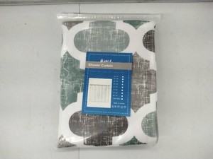 New Fabric Shower Curtain 72 in. x 72 in. Teal & Gray Quatrefoil Trellis