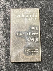 10 GRAMS .999 FINE SILVER VALCAMBI SUISSE BAR