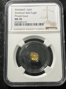 1500TH TROY OZ .999 FINE GOLD BALD EAGLE NGC MS70