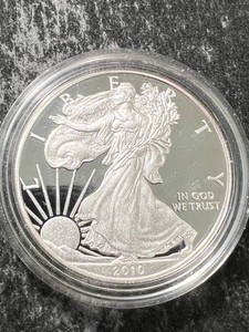 2010 PROOF AMERICAN SILVER EAGLE 1 TROY OZ .999 FINE SILVER IN AIRTITE