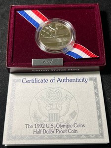 1992 US OLYMPIC PROOF COMMEM HALF DOLLAR IN ORIGINAL MINT BOX