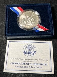 2002 US MILITARY ACADEMY COMMEM SILVER DOLLAR