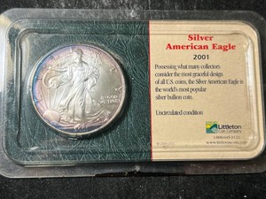 2001 AMERICAN SILVER EAGLE 1 TROY OZ .999 FINE SILVER IN CASE