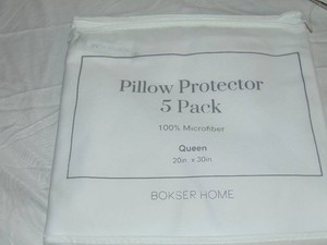 5 Pack Queen White BOKSER HOME Pillow Protector
