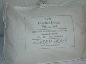 StandardQueen BOKSER HOME 2 Pack Soft White Duck Feather & Down Bed Pillow