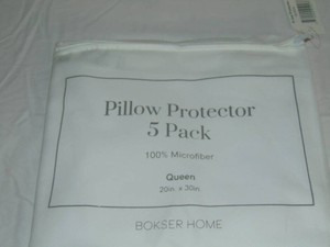 5 Pack Queen White BOKSER HOME Pillow Protector