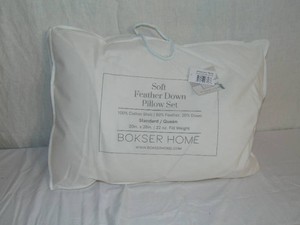 StandardQueen BOKSER HOME 2 Pack Soft White Duck Feather & Down Bed Pillow