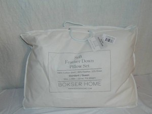 StandardQueen BOKSER HOME 2 Pack Soft White Duck Feather & Down Bed Pillow