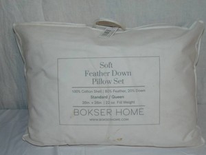 StandardQueen BOKSER HOME 2 Pack Soft White Duck Feather & Down Bed Pillow