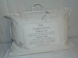 StandardQueen BOKSER HOME 2 Pack Soft White Duck Feather & Down Bed Pillow