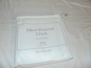 5 Pack Queen White BOKSER HOME Pillow Protector