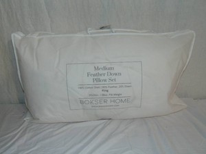 King BOKSER HOME 2 Pack Medium White Duck Feather & Down Bed Pillow