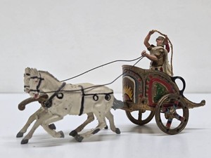 Neat on J. Hill &amp Co Metal Roman Soldier wChariot Toy