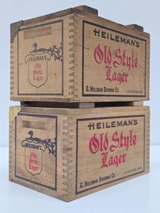 Pair of Vintage Small Dovetailed Wood OLD STYLE Beer Advertising Crates