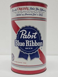 Vintage PABST BLUE RIBBON Metal Beer Can Waste Basket  Trash Can