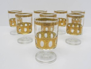 Signed Mid Century CULVER Gold Decorated Glasses&nbsp