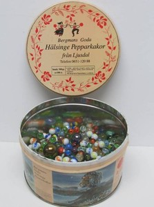 Large Tin Full of Assorted Vintage etc Marbles