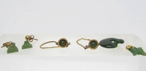 Assorted Vintage Jade Stone Jewelry