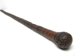 Original Antique Hand Carved Japanese Walking Stick wSamurai&nbsp