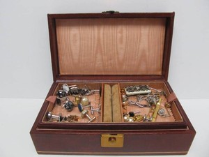 Jewelry Box wAssorted Mens Accessories Cufflinks Tie Tacks etc