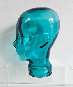Life-Size Blue Glass Display Head