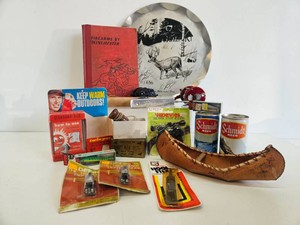 Lot of Vintage Advertising Items Hunting Tools etc