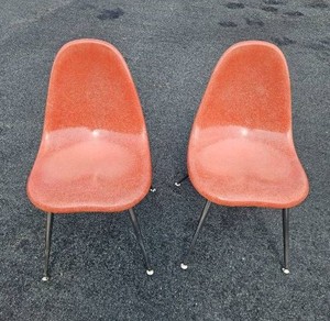 Pair of Vintage Mid Century 1960s era Fiberglass Shell chairs