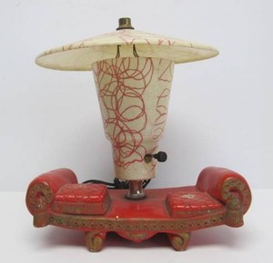 Mid Century Ceramic &amp Fiberglass Desk Lamp