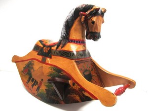Vintage Hand Crafted &amp Painted Swedish Rocking Horse