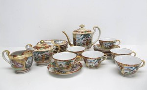 Vintage Japanese Kutani Porcelain Tea Set - Setting for 6