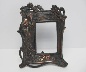 Vintage Cast Iron Art Nouveau Figural Maiden Picture Frame