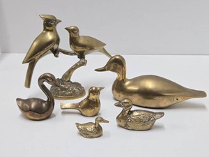 Group of Vintage Heavy Solid Brass Birds