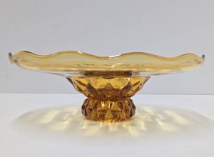 Very Nice Mid Century Amber Glass Pedestal Tray&nbsp