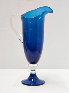 Beautiful Large Cobalt Blue Italian Glass Pitcher by Vincenzo Nason