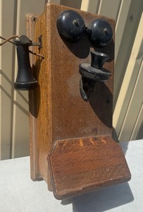 Antique Oak Wall Telephone