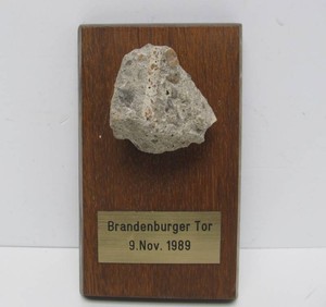 Souvenir Chunk of Berlin Wall on Plaque
