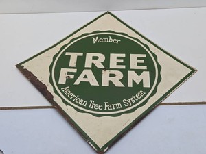 Original 1950s era Metal TREE FARM Member Advertising Sign - American Tree Farm System