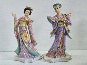 Excellent Quality LARGE Vintage Italian Porcelain Oriental Figures - AS IS