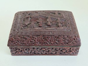 Very Nice antique Relief Carved Chinese Lacquered Box